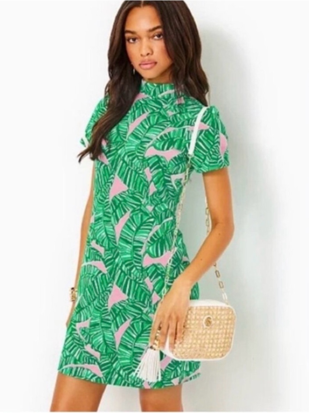 Lily Pulitzer Tropical Leaf Short Sleeve Mini Dress